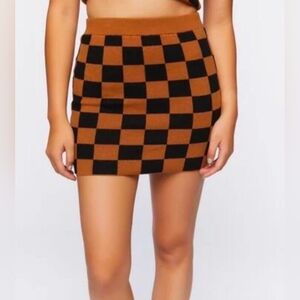 Checkered Black and Brown Mini Skirt Baddie